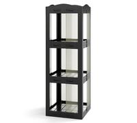 CostwayBibliothèque Pliante Rotative Étagère Tournante à 360° Bibliothèque à 3 Niveaux Étagère d'Angle Haute Organisateur de Rangement Noir