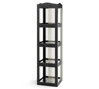 CostwayBibliothèque Pliante Rotative Étagère Tournante à 360° Bibliothèque à 4 Niveaux Étagère d'Angle Haute Organisateur de Rangement Noir