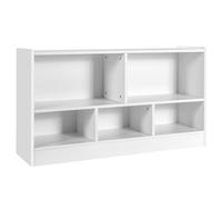 CostwayBibliothèque pour Enfants 111x30x61,5 CM avec 5 Compartiments et Patins Antidérapants pour Jouets Livres Poupées Blanc