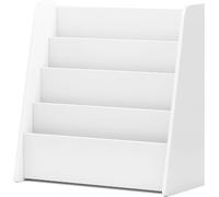 CostwayBibliothèque pour Enfants a 4 Niveaux Bibliothèque Frontale pour Enfants avec Compartiments Etagère pour Magazines Blanc