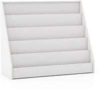CostwayBibliothèque pour Enfants à 5 Niveaux Étagères d'Exposition de Livres pour Tout-petits Bibliothèque sur Pied Petit Porte-Revues Blanc