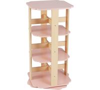 CostwayBibliothèque Rotative Étagère à Livres pour Enfants à 3 Niveaux Tour Rotative à 360° avec 12 Compartiments Support à Livres Rose