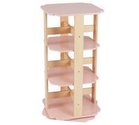 CostwayBibliothèque Rotative Étagère à Livres pour Enfants à 3 Niveaux Tour Rotative à 360° avec 12 Compartiments Support à Livres Rose