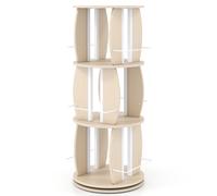 CostwayBibliothèque Rotative sur Pieds avec Base Pivotante 360° Tour de Rangement Tournante Charge par Étagère 15 kg Bords Arrondis Chêne