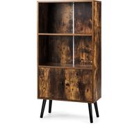 CostwayBibliothèque Rustique 60 x 30 x 120 cm avec 2 Compartiment Ouverts et 1 Fermé