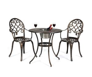 CostwayBistrot pour Jardin 3 Pièces en Fonte d'Aluminium Charge 100KG