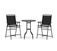 CostwayBistrot pour Patio 3 Pièces Table et Chaises Pliantes de Bar de Jardin avec Plateau de Table DPC Trou pour Parasol et Repose-pieds