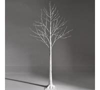 CostwayBouleau Artificiel Lumineux Bouleau Blanc 120 cm avec 48 Lumières LED Blanc Chaud Décoration d'Intérieur pour Noël Pâques et Mariages