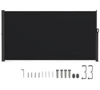 CostwayBrise-Vue Rétractable 3 x 1,6/1,8M Store Latéral Extérieur avec Poignée Latéral Écran d'Intimité Pliable en Aluminium Noir