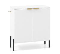 CostwayBuffet à 2 Portes Buffet avec Étagère Pieds en Métal Système Anti-basculement et Charnières Réglables Meuble Moderne Meuble de Cuisine Blanc