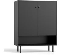 CostwayBuffet Commode de Rangement Meuble de Cuisine à 2 Portes avec Étagère Réglable et Kit Antibasculement Meuble Bar Moderne Noir