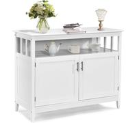 CostwayBuffet Cuisine avec 2 Portes 114x51x91 CM Meuble de Rangement Moderne avec Étagère Réglable pour Salon Salle à Manger Blanc