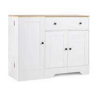 CostwayBuffet Cuisine en Bois avec Placards et Tiroir 105 x 40 x 83 cm Meuble de Rangement Bas avec Placard à Roulettes et à 2 Portes Blanc