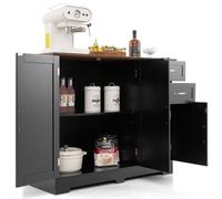 CostwayBuffet Cuisine Meuble Bas Cuisine 2 Placards 2 Tiroirs Étagère Réglable Buffet Salle à Manger pour Cuisine Salon Blanc 100x40x78cm Noir