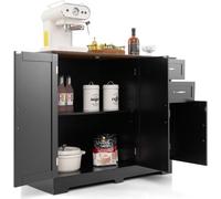 CostwayBuffet Cuisine Meuble Bas Cuisine 2 Placards 2 Tiroirs Étagère Réglable Buffet Salle à Manger pour Cuisine Salon Blanc 100x40x78cm Noir