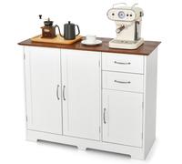CostwayBuffet Cuisine Meuble Bas Cuisine 2 Placards 2 Tiroirs Étagère Réglable Buffet Salle à Manger pour Cuisine Salon Blanc 100 x 40 x 78 cm Blanc