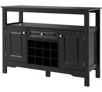 CostwayBuffet de Cuisine 1 Tiroir et 2 Armoires 117 x 40,5 x 82,5 CM (L x l x H) Meuble Rangement pour Salle à Manger Salon Noir