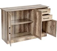 CostwayBuffet de Cuisine 3 Portes et 2 Tiroirs 110x40x78 CM Buffet Bas Étagère Réglable Salon Bureau et Salle à Manger