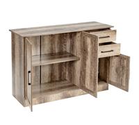 CostwayBuffet de Cuisine 3 Portes et 2 Tiroirs 110x40x78 CM Buffet Bas Étagère Réglable Salon Bureau et Salle à Manger