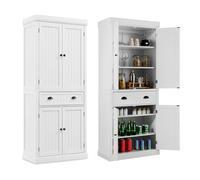 CostwayBuffet de Cuisine Autoportant de 183 cm de Haut Armoires à 2 Portes et Tiroirs Étagères Réglables Armoire de Rangement Moderne Blanc