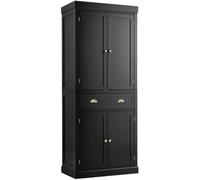 CostwayBuffet de Cuisine Autoportant de 183 cm de Haut Armoires à 2 Portes et Tiroirs Étagères Réglables Armoire de Rangement Moderne Noir