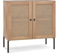 CostwayBuffet de Cuisine avec 2 Portes Cannage et 4 Pieds en Métal Buffet Bohème avec Étagère Réglable pour Salon Salle à Manger Marron