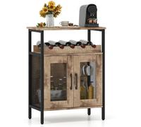 CostwayBuffet de Cuisine Industriel à 2 Portes en Treillis 60x34x79cm pour Salon Salle à Manger Cuisine Brun Rustique