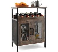 CostwayBuffet de Cuisine Industriel à 2 Portes en Treillis 60x34x79cm pour Salon Salle à Manger Cuisine Marron Rustique