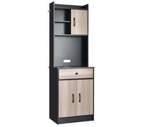 CostwayBuffet de Cuisine Meuble Cuisine Rangement avec 3 Portes et 1 Niche de Rangement Passe-Câble 60 x 40 x 180 CM Noir