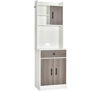 CostwayBuffet de Cuisine Meuble Cuisine Rangement avec 3 Portes et 1 Niche de Rangement Passe-Câble 60 x 40 x 180 CM Blanc