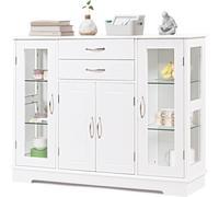 CostwayBuffet de Cuisine Meuble de Rangement 107 x 30 x 82 CM Armoire pour Cuisine et Salon Blanc
