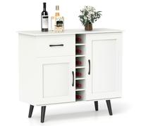 CostwayBuffet Moderne avec Casier à Vin pour 6 Bouteilles 1 Tiroir 2 Portes et 2 Etagères Réglables Meuble de Rangement d'Appoint Blanc