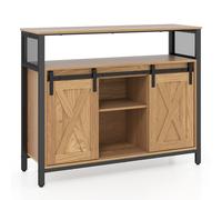 CostwayBuffet Salle a Manger avec Porte Coulissante & Étagères Ajustables 100x33x80 cm Capacité 70 kg Kit Anti-Basculement Naturel