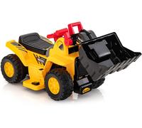 CostwayBulldozer Électrique pour Enfants Jouet de Construction avec Godet Contrôlable Rangement Caché Effets Sonores Panier de Basket Pliable et 3 Balles Jaune Noir
