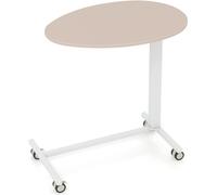 CostwayBureau Assis-debout Mobile Bureau Roulant Réglable en Hauteur avec Vérin Pneumatique Bureau avec Roulettes Verrouillables Charge statique 75 kg Rose+Blanc
