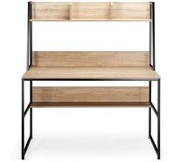CostwayBureau avec Niche et Bibliothèque Table d'Étude de 120 Cm Table de Travail pour Ordinateur Portable Peu Encombrant Naturel