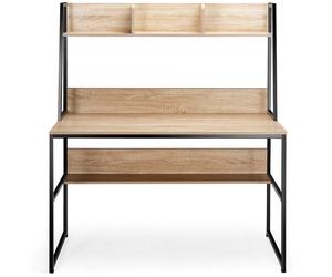 CostwayBureau avec Niche et Bibliothèque Table d'Étude de 120 Cm Table de Travail pour Ordinateur Portable Peu Encombrant Naturel