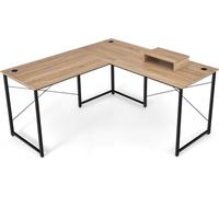 CostwayBureau d'Angle 150 x 150 x 74 CM Ajustable à Bureau Droit Grand Table pour 2 Personnes Naturel