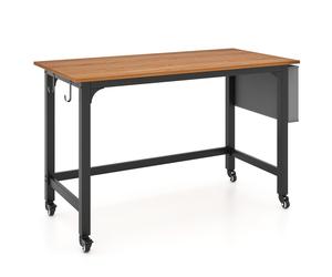 CostwayBureau d'Ordinateur Roulant 120 cm Bureau Informatique Mobile avec Cadre en Métal Table de Travail pour Salon Bureau Chambre