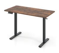 CostwayBureau Électrique Ergonomique Assis-debout Bureau Réglable en Hauteur avec 3 Mémoires & Protection Anti-collision Marron Rustique