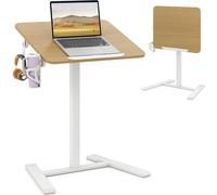 CostwayBureau Mobile Pliable Bureau Roulant pour PC avec Plateau Inclinable à 90° Ajustable pour Travailler Assis-Debout Poste de Travail Naturel