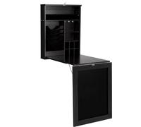 CostwayBureau Mural Rabattable Table Murale Pliable avec Compartiments Intégrés et Plateau Inscriptible 60 x 15 x 76 cm Noir