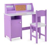 CostwayBureau pour Enfants avec Chaise Tableau d'Affichage Bibliothèque en Bois pour le Salon Chambre d'enfants 3+ Ans Violet