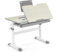 CostwayBureau pour Enfants Réglable en Hauteur avec Plateau Inclinable Support de Livre Tiroir de Rangement Règle d'échelle Table d'étude Gris