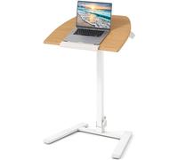 CostwayBureau sur Roulettes Pliable Table Roulante pour Ordinateur Portable avec Plateau Inclinable à 90° Réglable en Hauteur Naturel