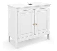 CostwayCabinet Sous Évier Meuble Indépendant avec 2 Portes Étagère Réglable en 3 Positions et Découpe en U Organisateur de Lavabo Blanc
