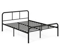 CostwayCadre de Lit Double Lit Plateforme Métallique avec Tête et Pied de Lit Fondation de Matelas Solide et Silencieux Pas Besoin de Sommier Noir