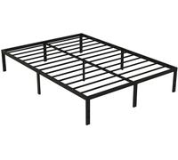 CostwayCadre de Lit Queen Size de 36 cm de Haut Lit Plateforme en Métal avec Sommier à Lattes Espace de Rangement Noir