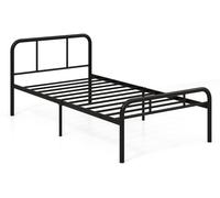 CostwayCadre de Lit Simple Lit Plateforme Métallique avec Tête et Pied de Lit Fondation de Matelas Solide et Silencieux Pas Besoin de Sommier Noir
