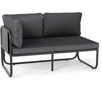 CostwayCanapé 2 Places pour Patio Canapé avec Coussins de Dossier et Coussin de Siège Amovibles Accoudoir Latéral Cadre en Métal Robuste Gris